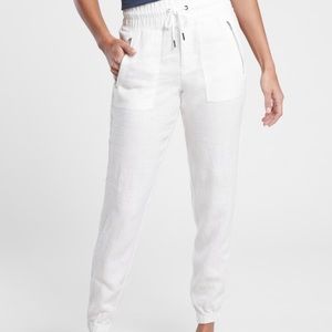 Athleta Cabo Linen Jogger.  White. Size 6.  Semi-fitted.  Perfect condition.